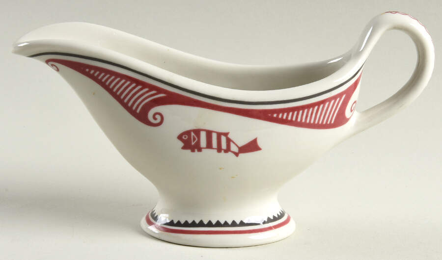 Ancient Mimbreno Indian-Burgundy (Replica) Individual Gravy Boat by Pipestone-1