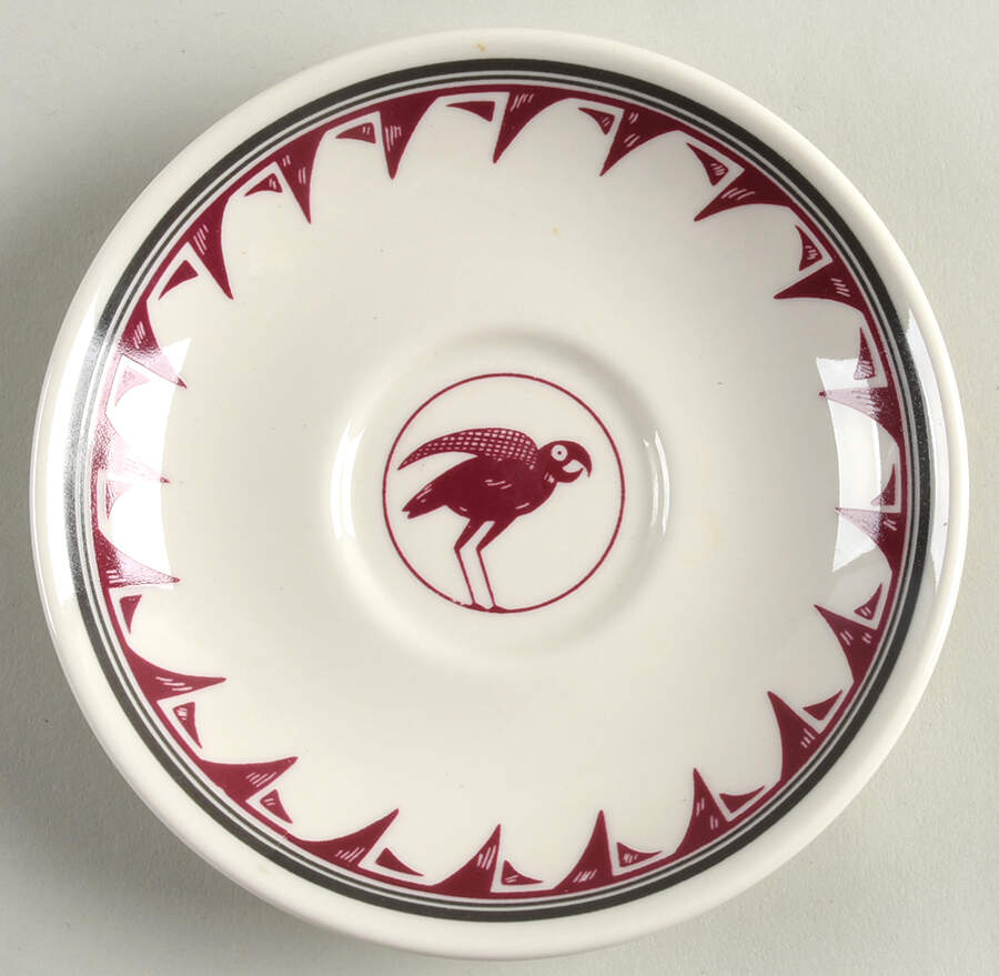 Ancient Mimbreno Indian-Burgundy (Replica) Saucer for Bouillon Cup by Pipestone-1