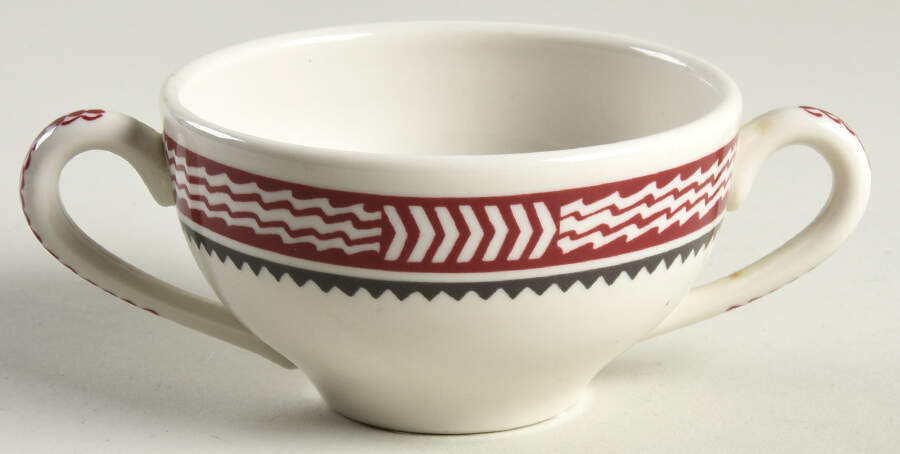 Ancient Mimbreno Indian-Burgundy (Replica) Flat Bouillon Cup by Pipestone-1