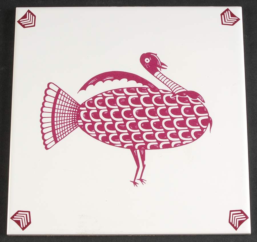 Ancient Mimbreno Indian-Burgundy (Replica) Trivet by Pipestone-1