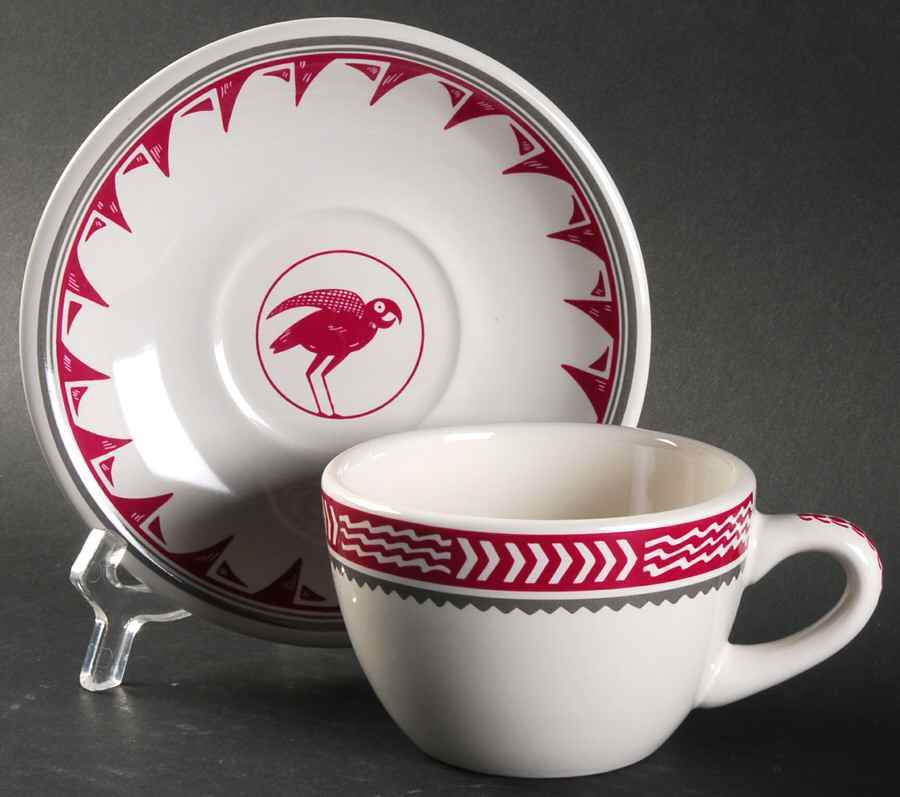 Ancient Mimbreno Indian-Burgundy (Replica) Flat Cup & Saucer Set by Pipestone-1