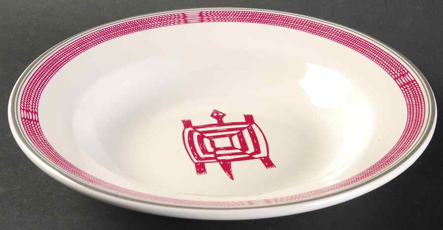 Ancient Mimbreno Indian-Burgundy (Replica) Rim Soup Bowl by Pipestone-1