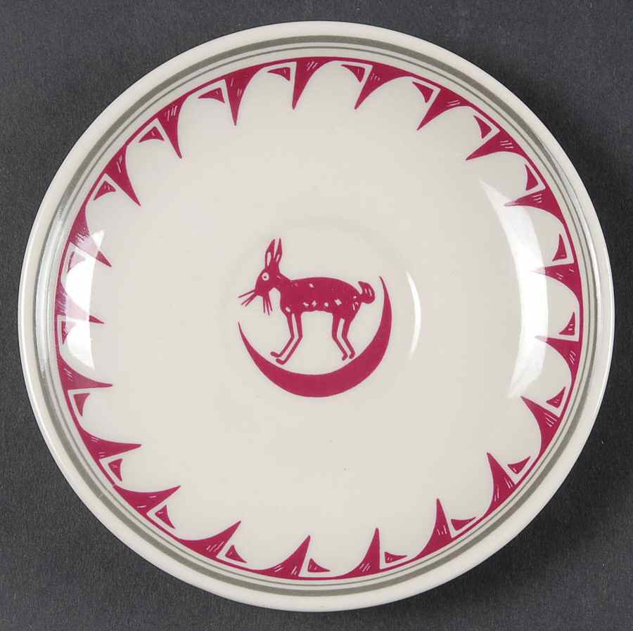 Ancient Mimbreno Indian-Burgundy (Replica) Saucer for Demitasse Cup by Pipestone-1