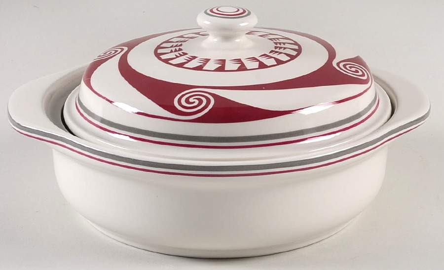 Ancient Mimbreno Indian-Burgundy (Replica) 1.25 Qt Round Covered Casserole by Pipestone-1