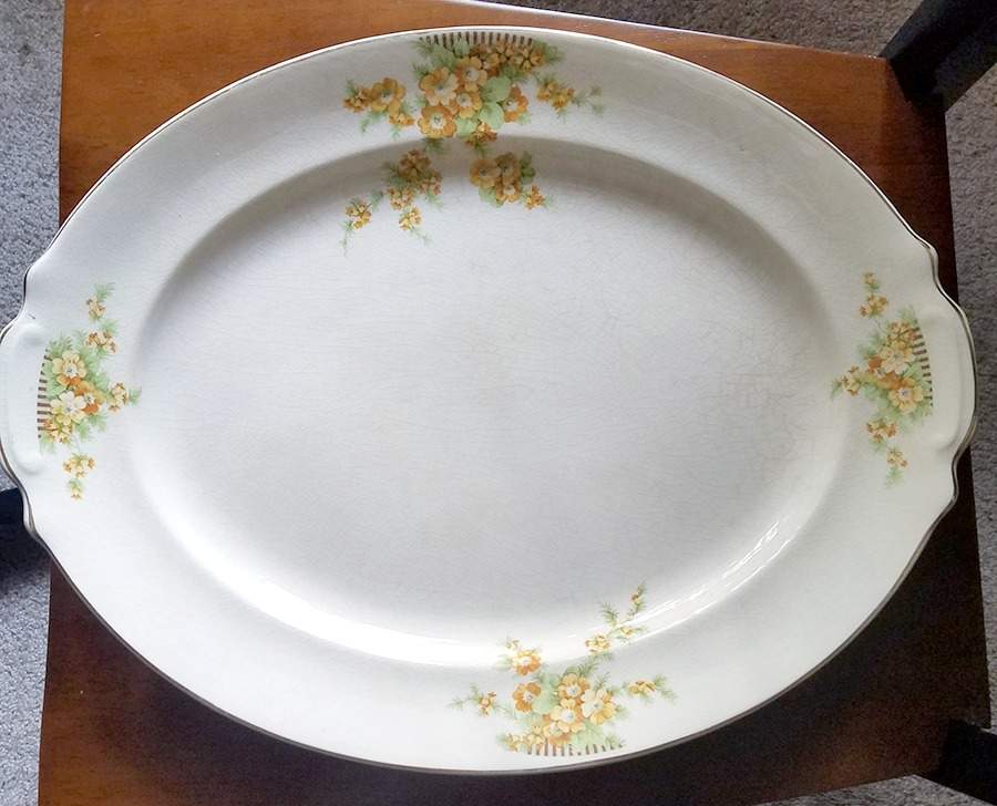 Golden Acacia 16" Oval Serving Platter by Paden City-1