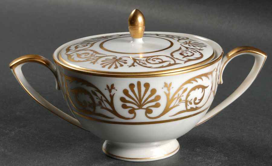 Anthemion Sugar Bowl & Lid by Palazzo (Japan)-1