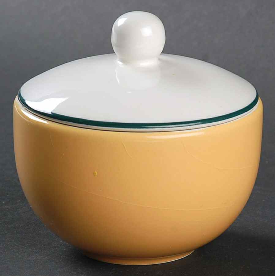 Spa Orange (Green Trim and Verge) Sugar Bowl & Lid by Pagnossin-1
