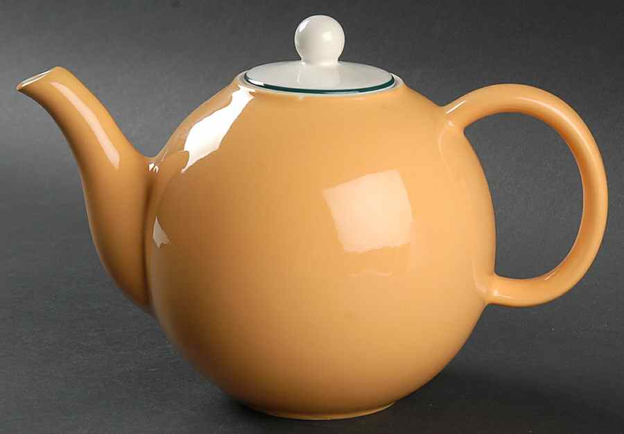 Spa Orange (Green Trim and Verge) Teapot & Lid by Pagnossin-1
