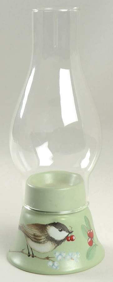 Winterwood Green Hurricane Lamp & Globe by Pfaltzgraff-1