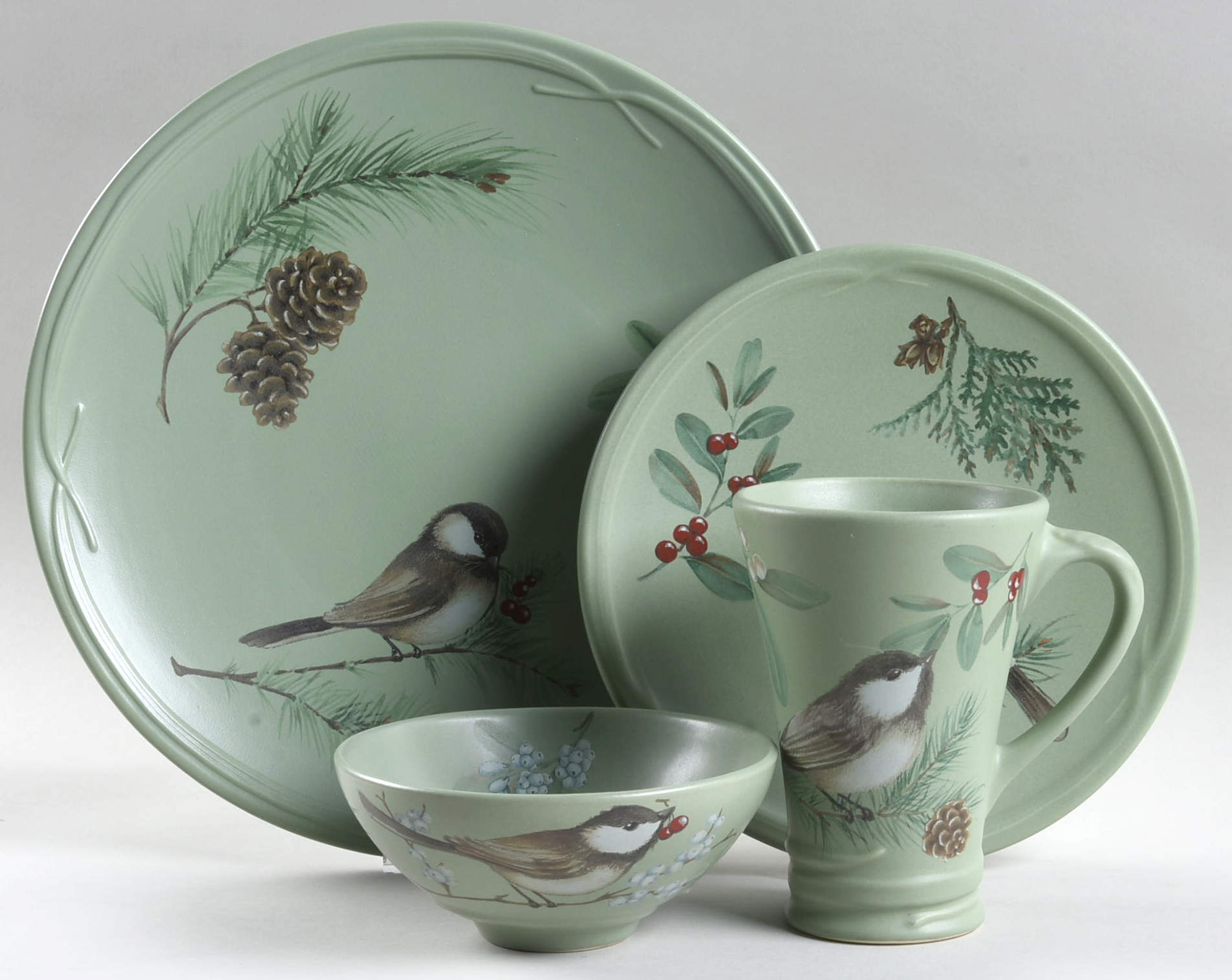 Winterwood Green 4 Piece Place Setting by Pfaltzgraff-1