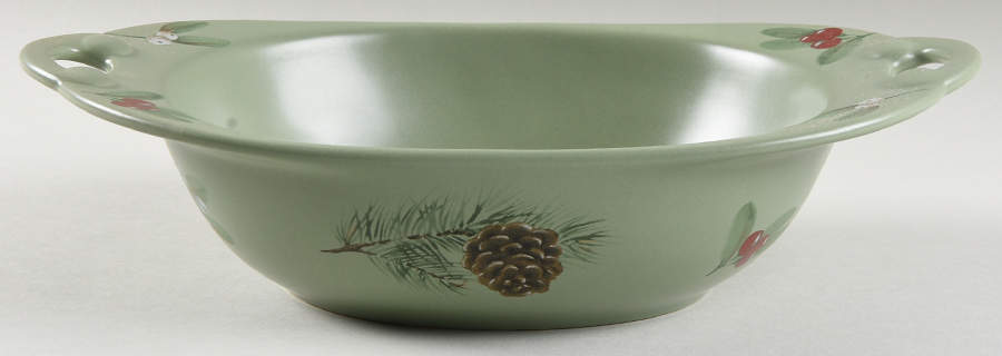 Winterwood Green 11" Nesting Handled Oval Serving Bowl by Pfaltzgraff-1