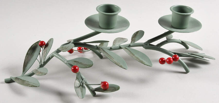 Winterwood Green Double Light Candlestick by Pfaltzgraff-1