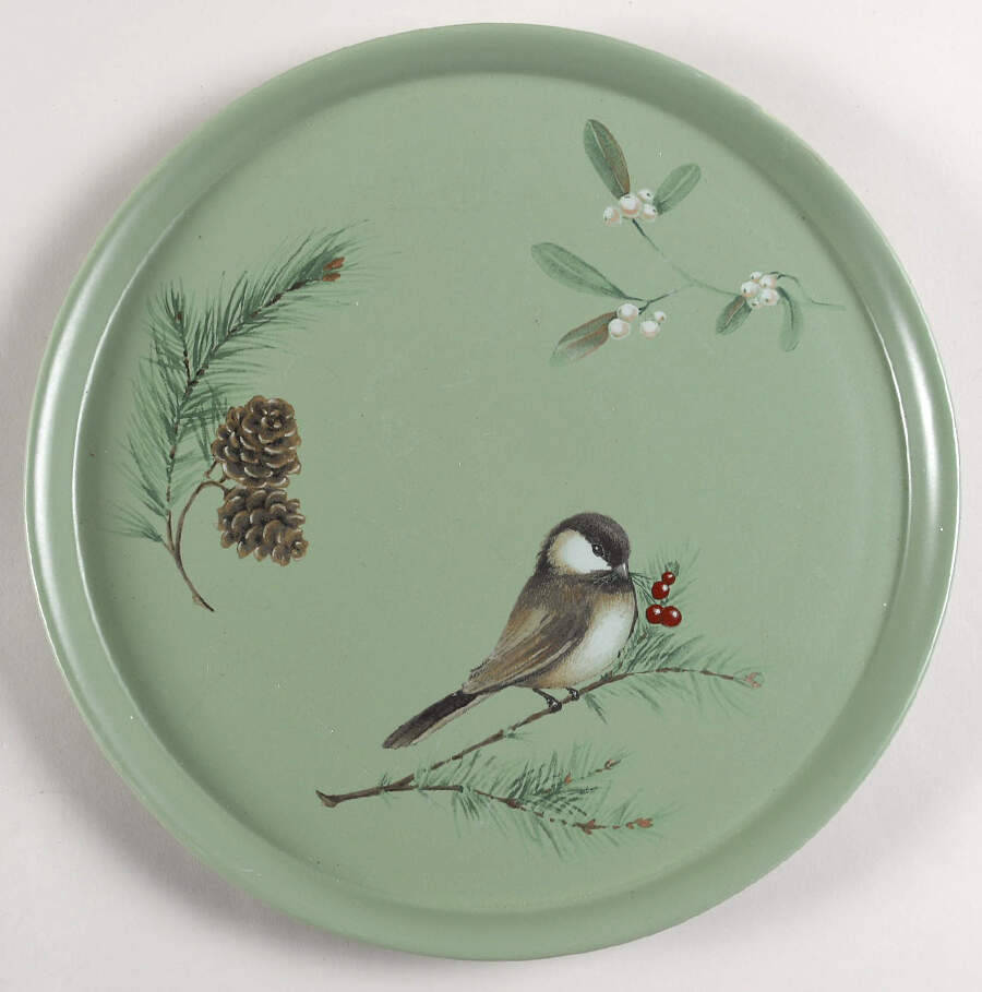Winterwood Green 12" Chop Plate (Round Platter) by Pfaltzgraff-1