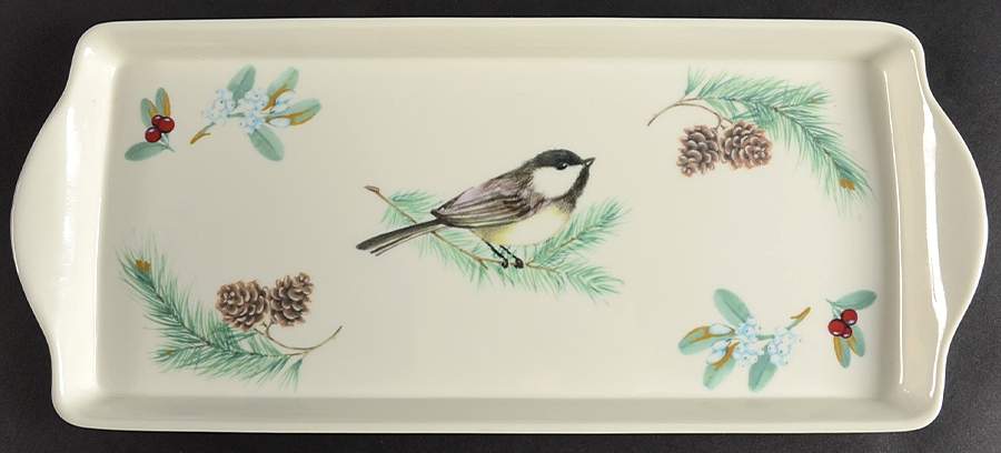 Winterwood Green 15" Handled Melamine Serving Tray by Pfaltzgraff-1