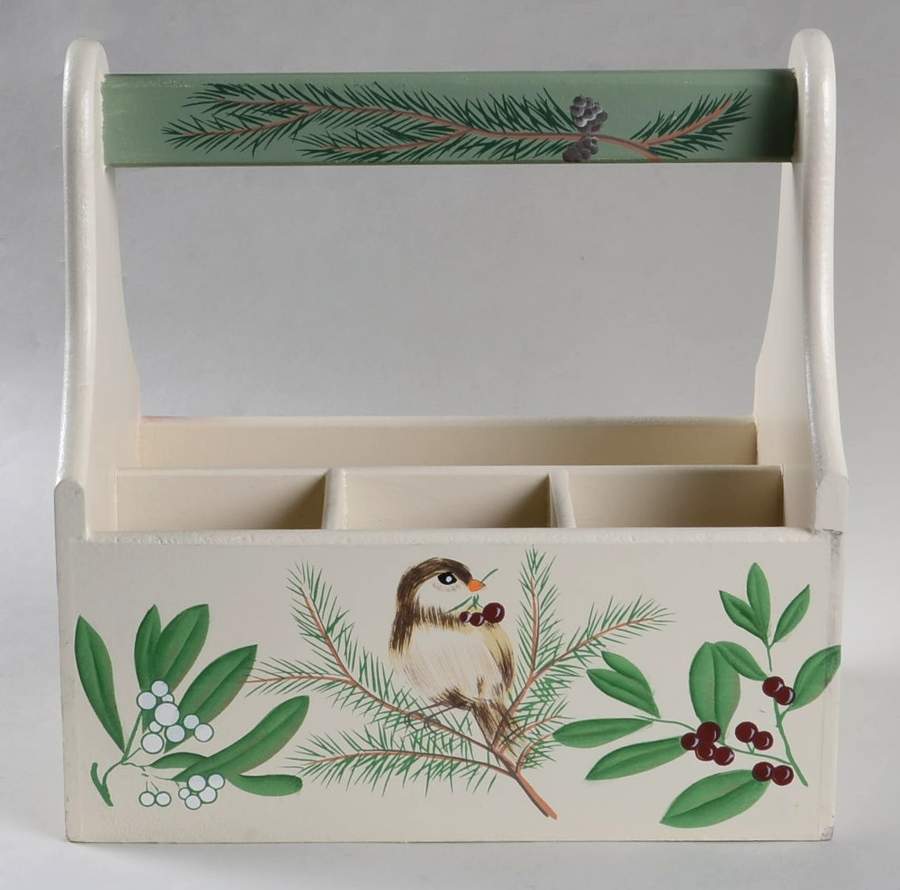 Winterwood Green Wood Silverware/Napkin Caddy by Pfaltzgraff-1