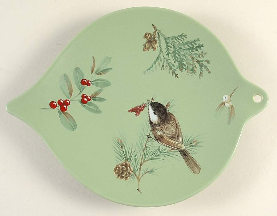 Winterwood Green Ornament Shape Cookie Plate by Pfaltzgraff-1