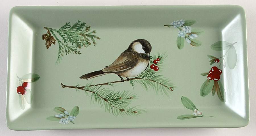 Winterwood Green Rectangular Tray 11" by Pfaltzgraff-1