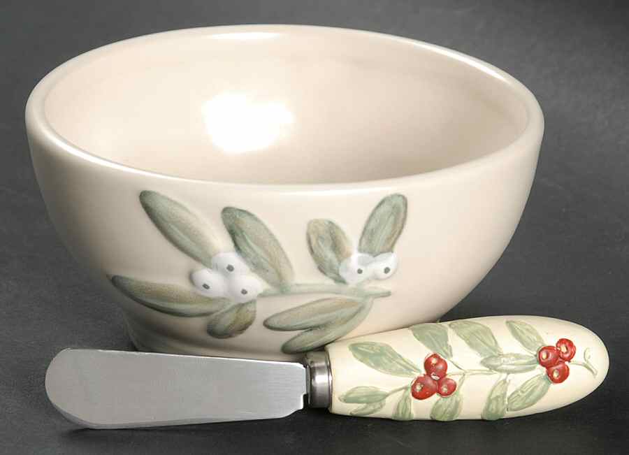 Winterwood Green Dip Bowl & Spreader Set by Pfaltzgraff-1