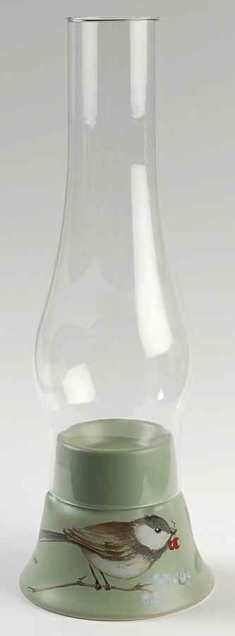 Winterwood Green Hurricane Lamp & Globe by Pfaltzgraff-1