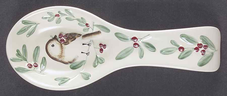 Winterwood Green Sculptured Spoon Rest (Holds 1 Spoon) by Pfaltzgraff-1