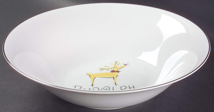 Reindeer 10" Large Salad Serving Bowl by Pottery Barn China-1