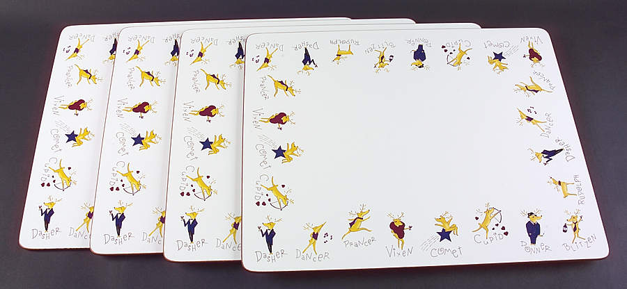 Reindeer Corkboard Placemat - Set of 4 by Pottery Barn China-1