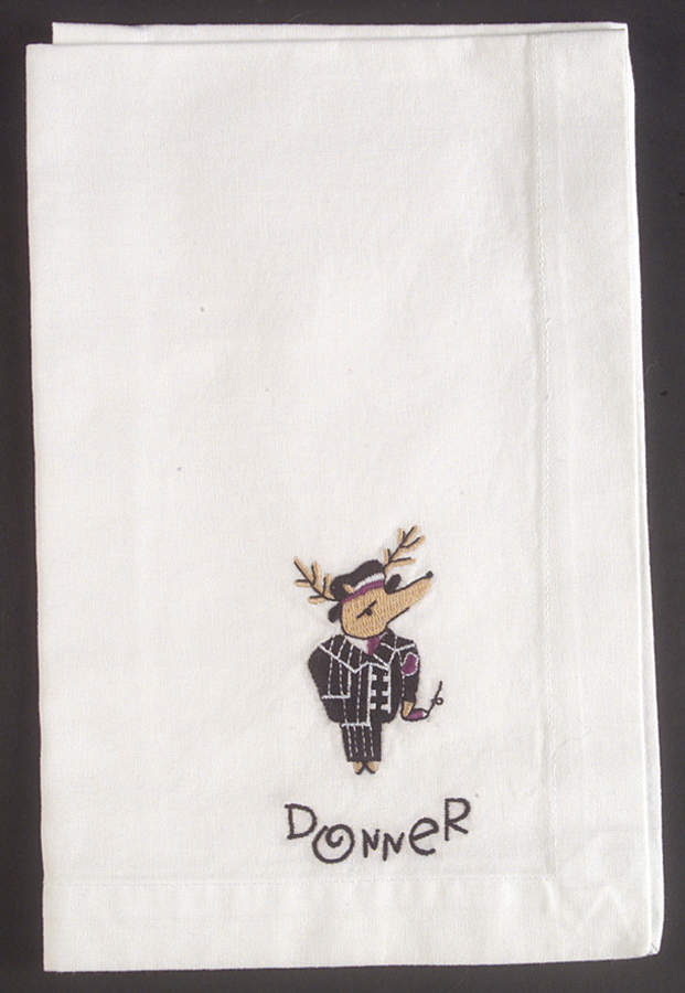 Reindeer Embroidered Cloth Napkin by Pottery Barn China-1