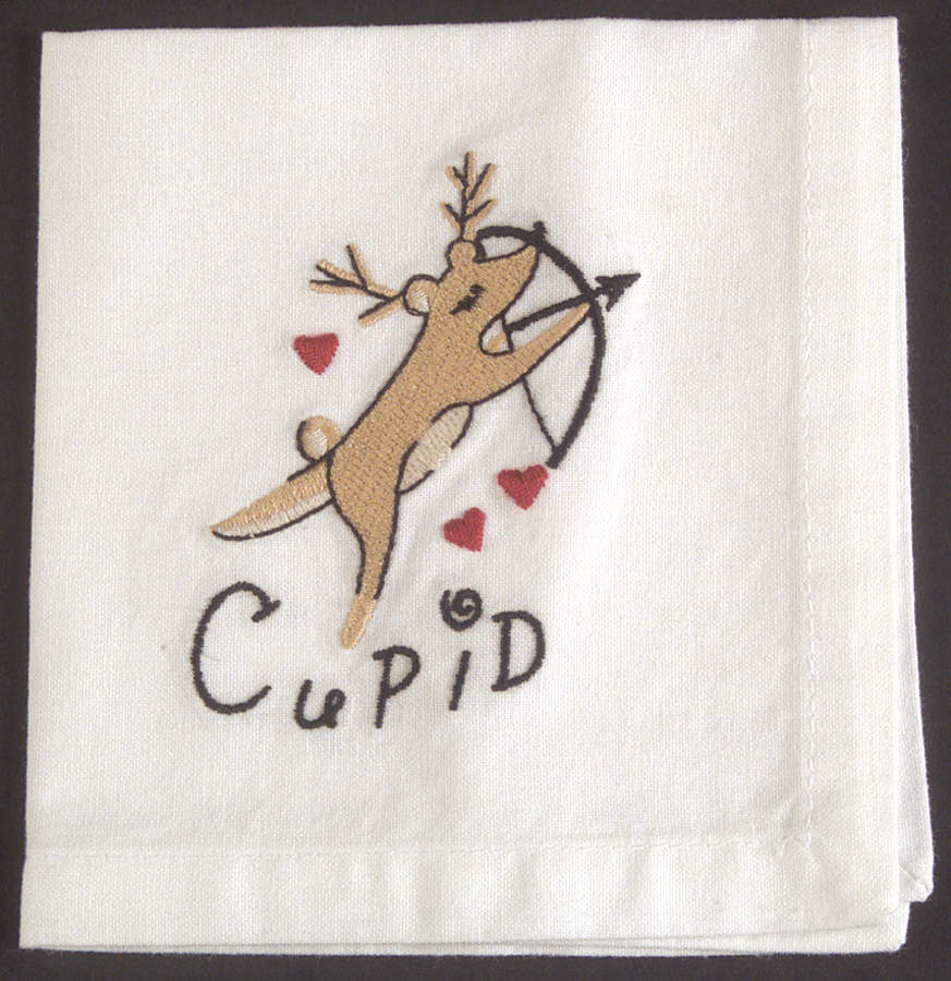 Reindeer Embroidered Cocktail Napkin by Pottery Barn China-1