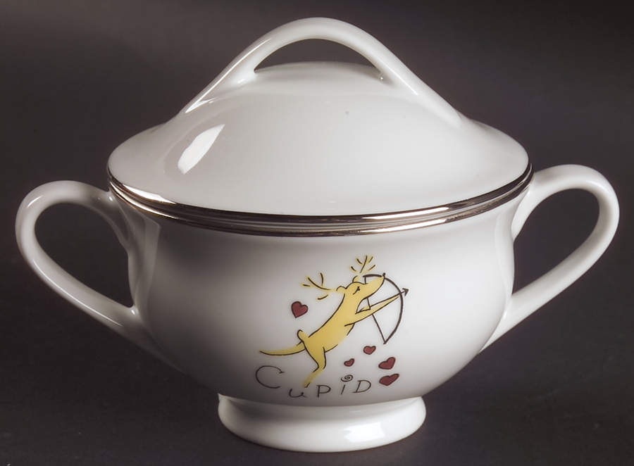 Reindeer Sugar Bowl & Lid by Pottery Barn China-1