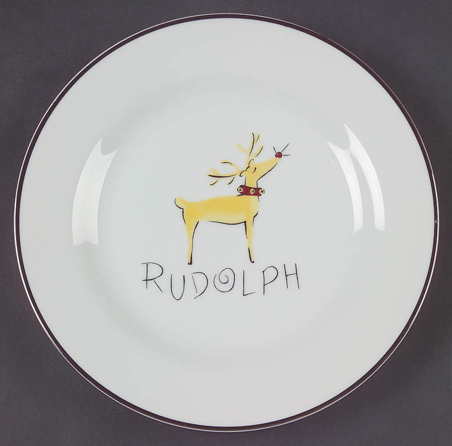 Reindeer Salad Plate by Pottery Barn China-1