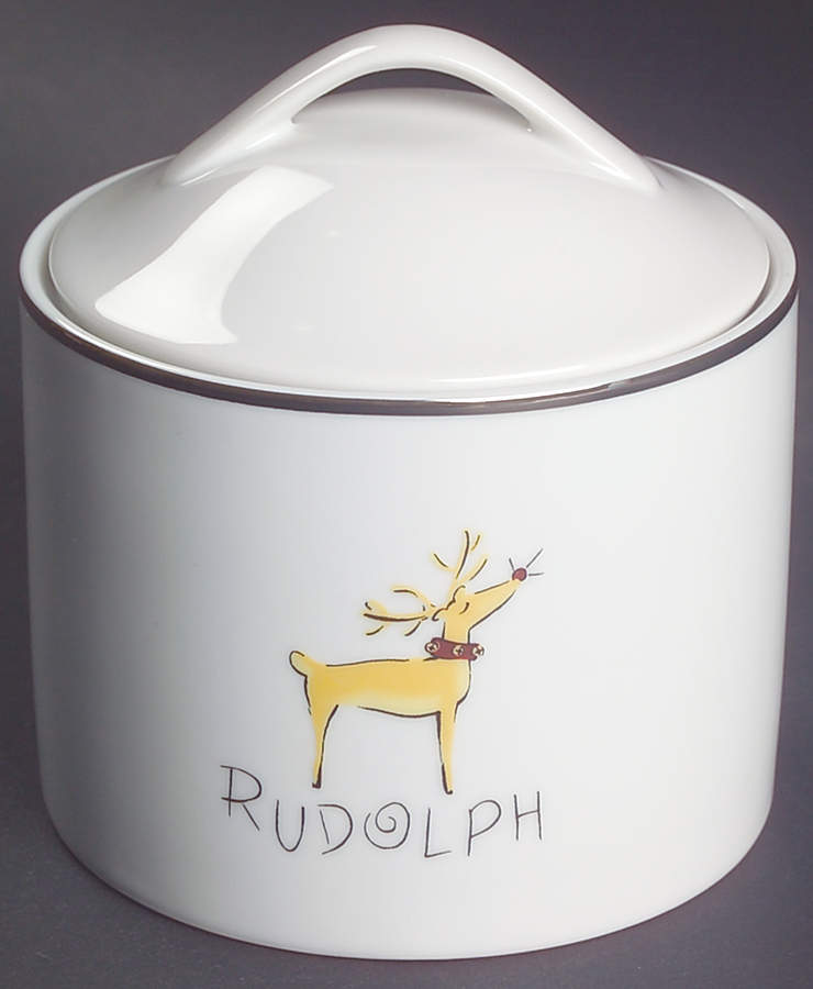 Reindeer Sugar Bowl & Lid by Pottery Barn China-1