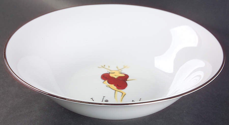 Reindeer 10" Large Salad Serving Bowl by Pottery Barn China-1