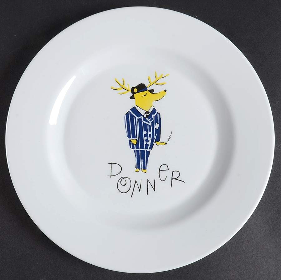 Reindeer Melamine Salad Plate by Pottery Barn China-1
