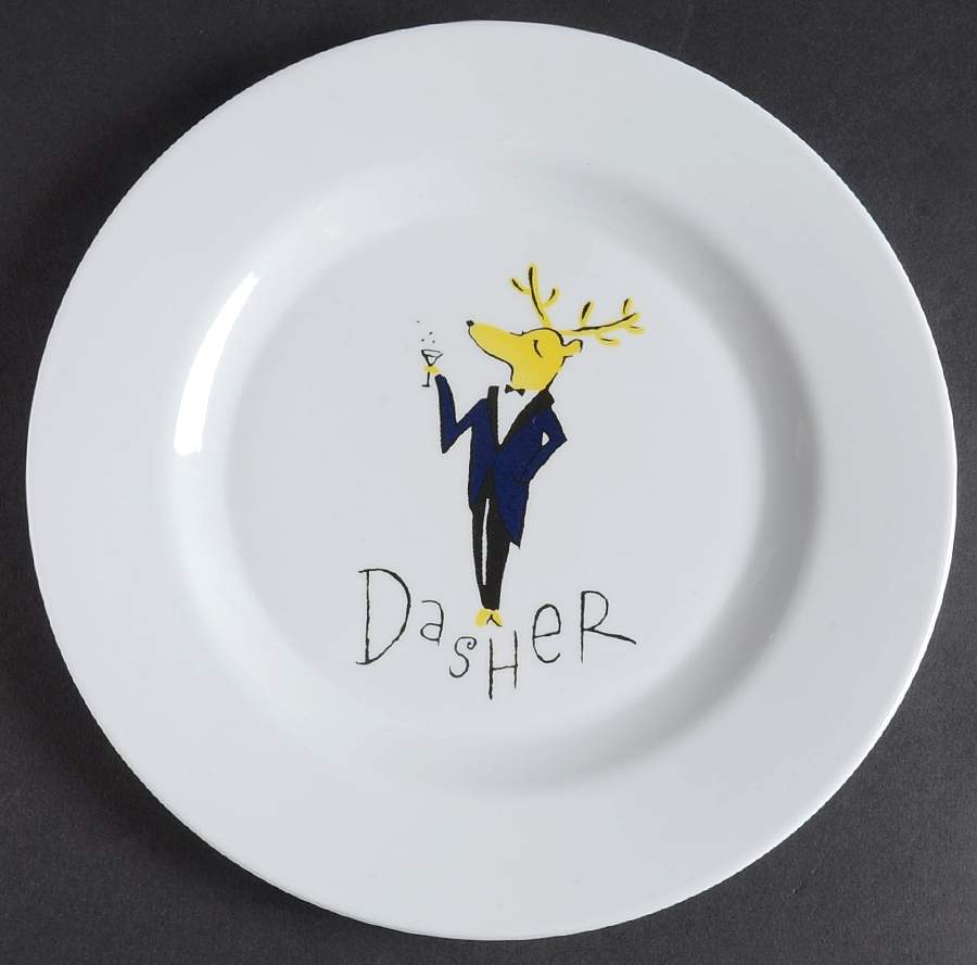 Reindeer Melamine Salad Plate by Pottery Barn China-1