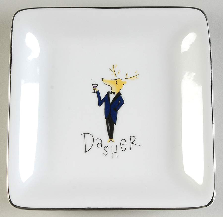 Reindeer Square Appetizer Plate by Pottery Barn China-1