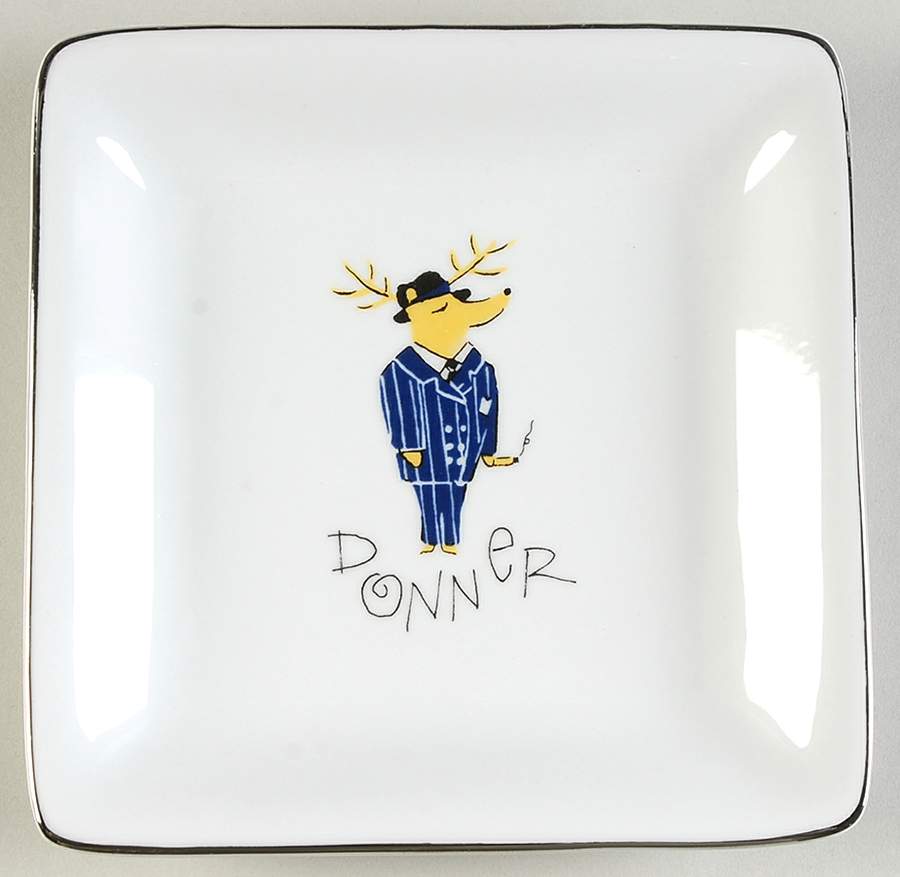 Reindeer Square Appetizer Plate by Pottery Barn China-1