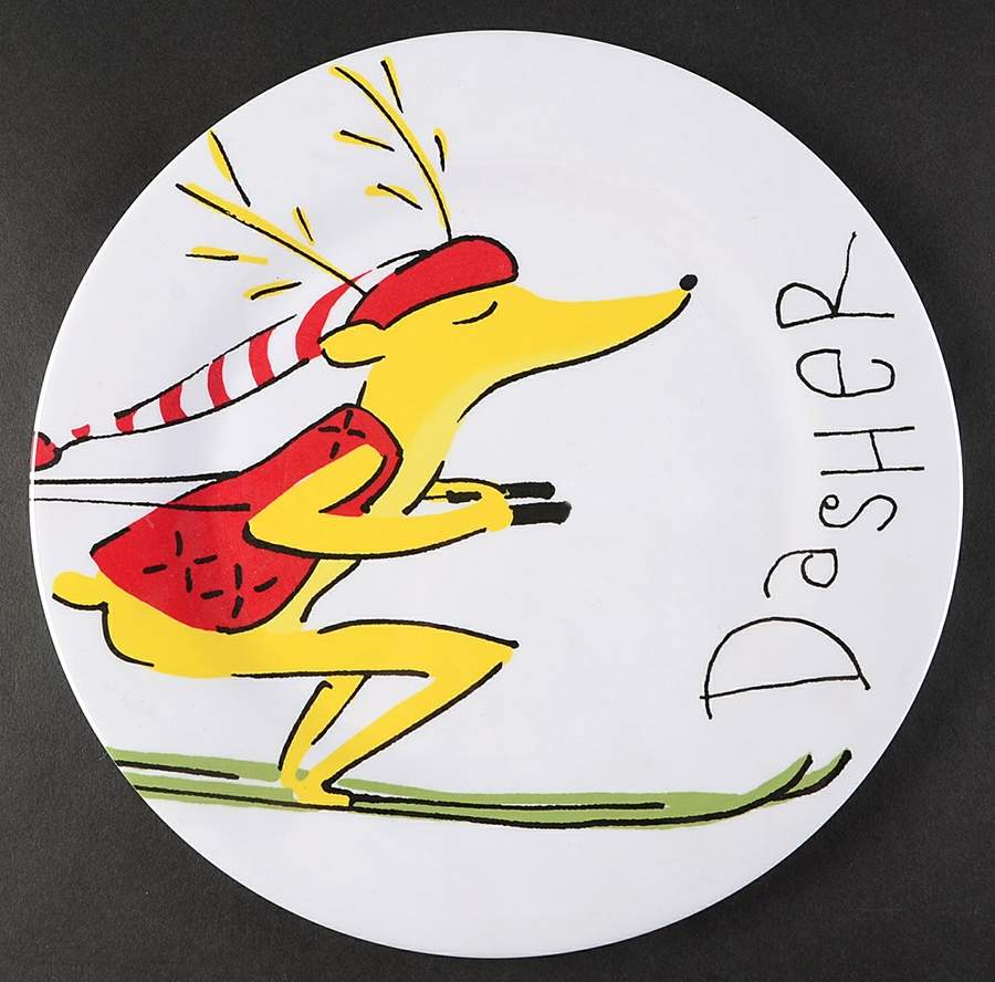 Reindeer Melamine Dinner Plate by Pottery Barn China-1
