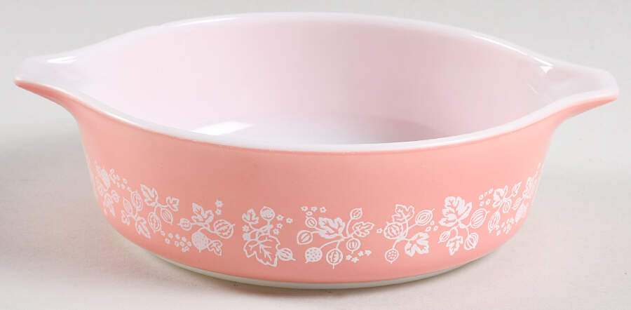 Gooseberry Pink 1 Pt Round Casserole No Lid by Pyrex-1