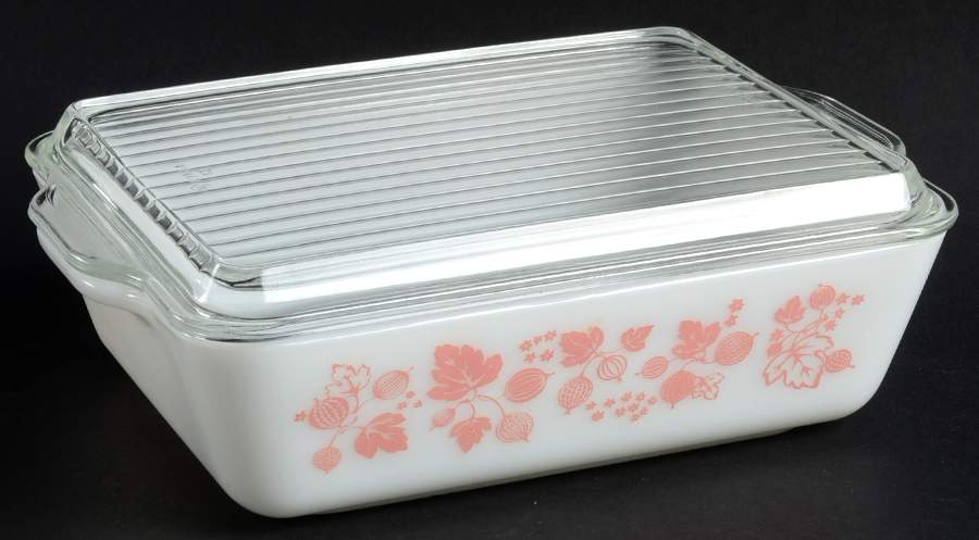 Gooseberry Pink Large Refrigerator Jar & Lid by Pyrex-1