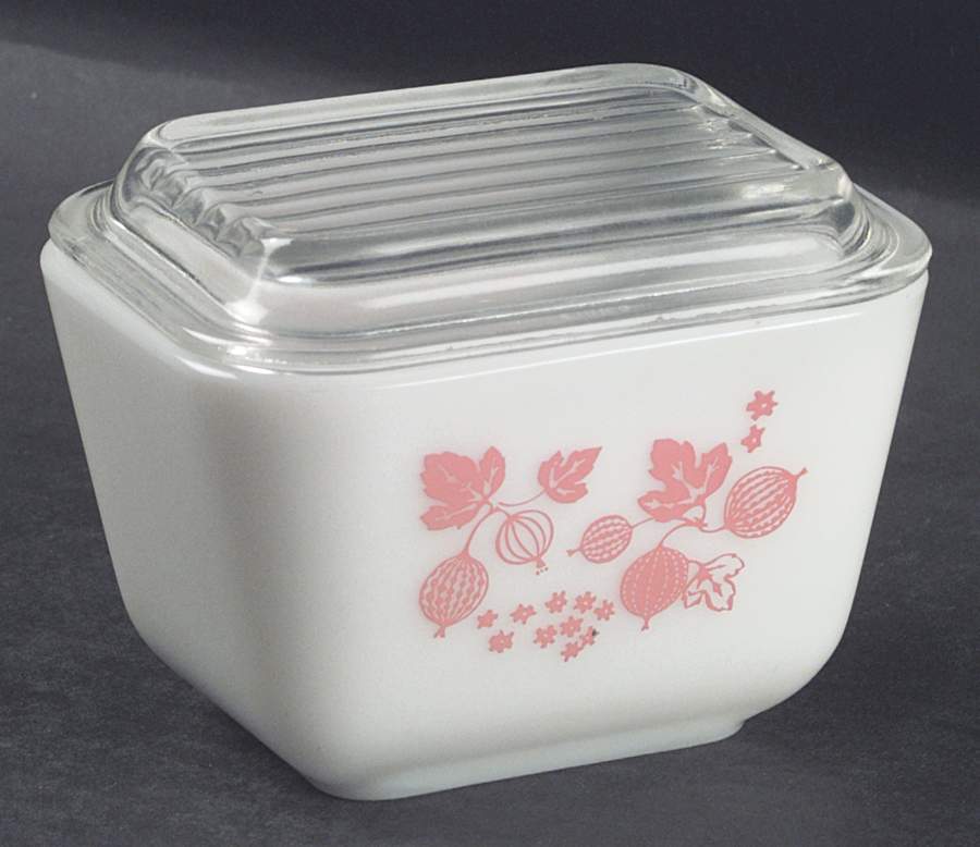 Gooseberry Pink Small Refrigerator Jar & Lid by Pyrex-1