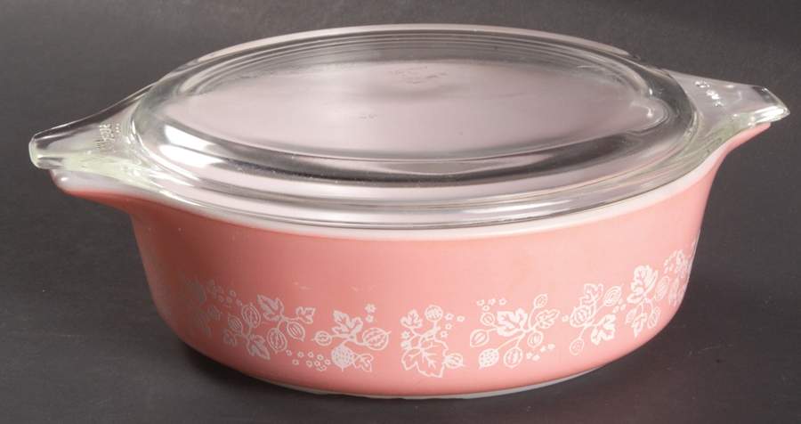 Gooseberry Pink 1 Pt Round Covered Casserole by Pyrex-1