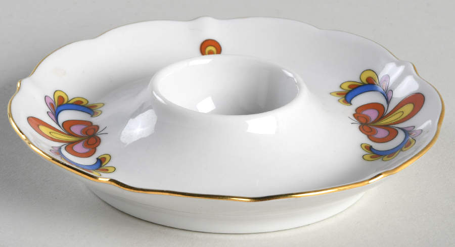 Farmer's Rose (Scalloped, Gold Trim) Egg Holder by Porsgrund-1
