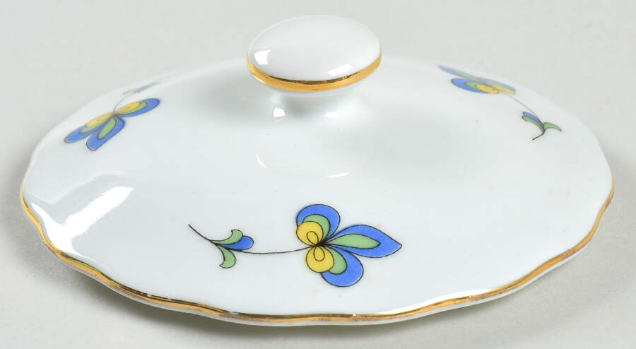 Farmer's Rose (Scalloped, Gold Trim) Lid for Sugar Bowl by Porsgrund-1