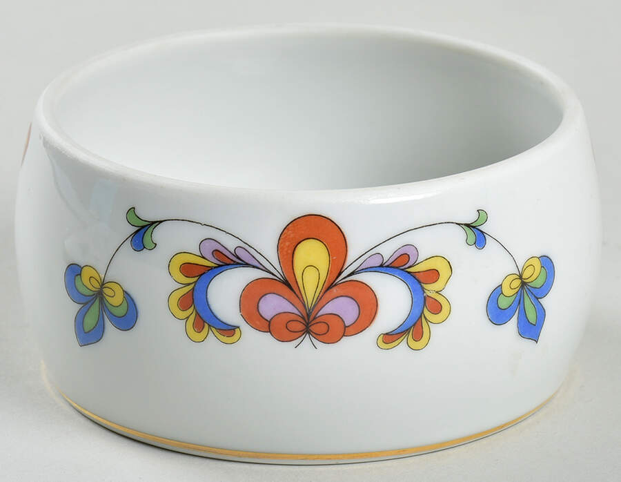 Farmer's Rose (Scalloped, Gold Trim) Sugar Bowl No Lid by Porsgrund-1