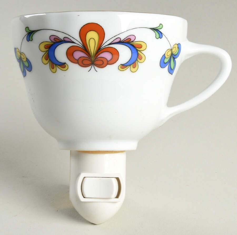 Farmer's Rose (Scalloped, Gold Trim) 1 5/8" + cup (H) Night Light/Cup HC by Porsgrund-1
