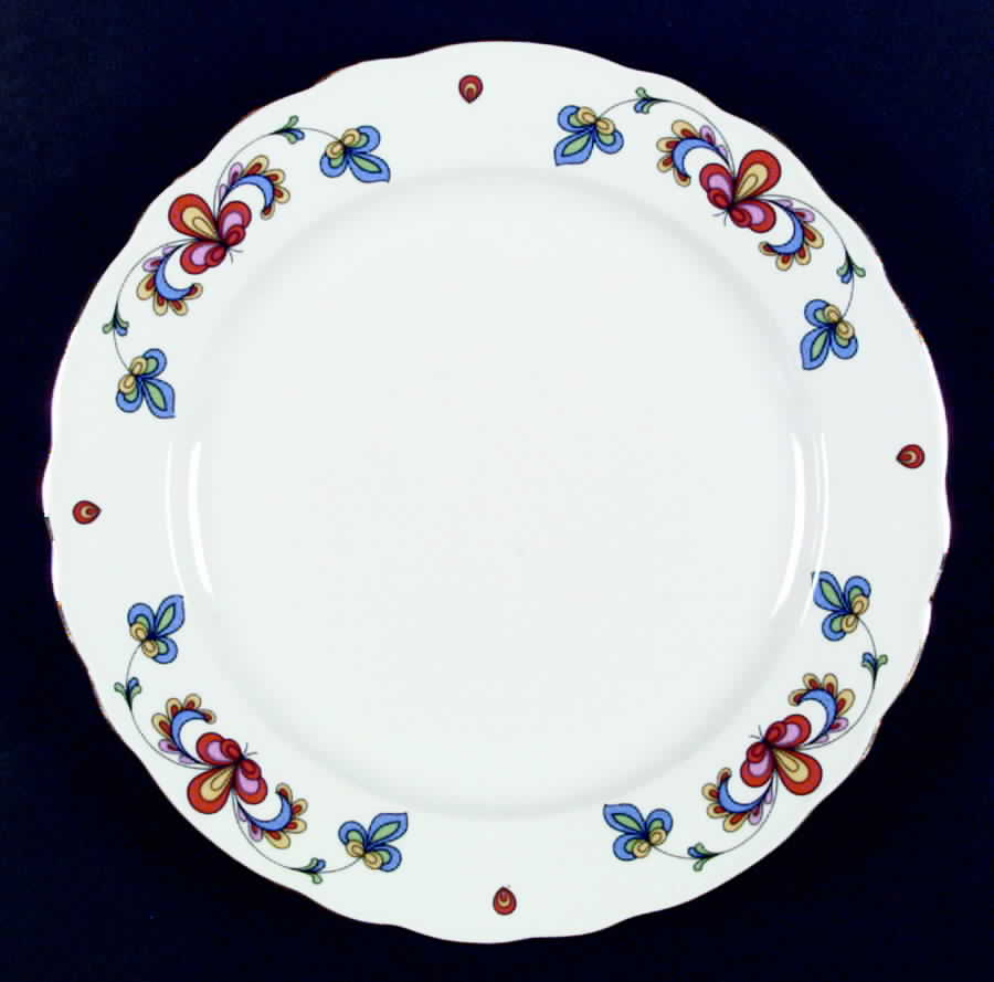 Farmer's Rose (Scalloped, Gold Trim) Dinner Plate by Porsgrund-1