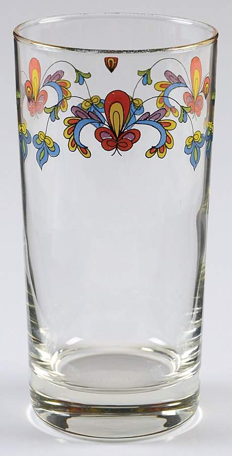 Farmer's Rose (Rim, Gold Trim) Glassware Highball by Porsgrund-1