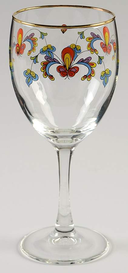 Farmer's Rose (Rim, Gold Trim) Glassware Goblet by Porsgrund-1