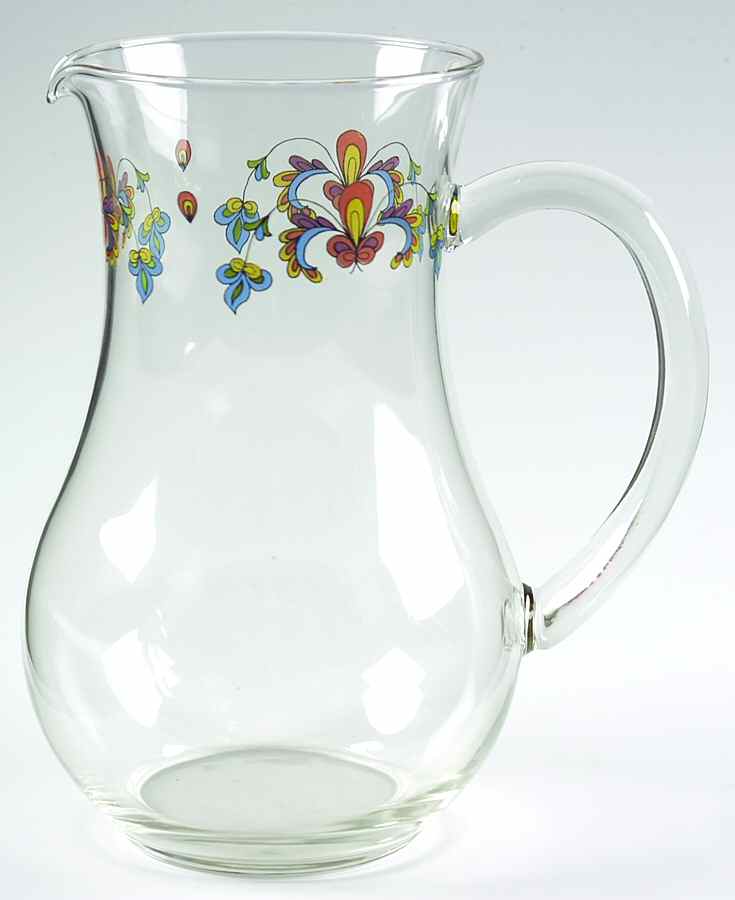 Farmer's Rose (Rim, Gold Trim) 44 Oz Glassware Pitcher by Porsgrund-1
