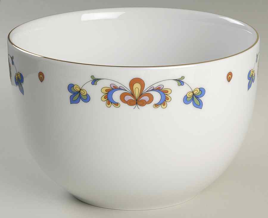 Farmer's Rose (Rim, Gold Trim) 7" Round Serving Bowl by Porsgrund-1
